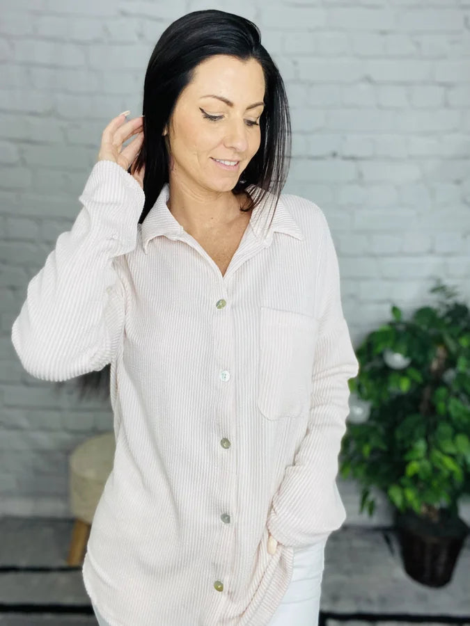 "Harvest Love" Pale Pink Shacket - Reg/Plus