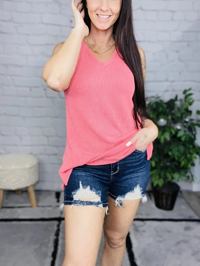 "Better than Basic" Coral Sleeveless Top - Reg/Plus