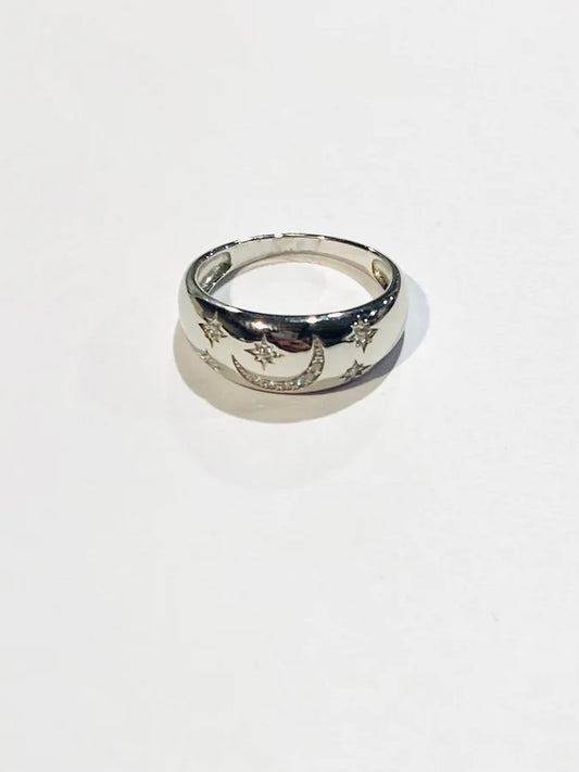 Sterling Silver Star & Moon Ring