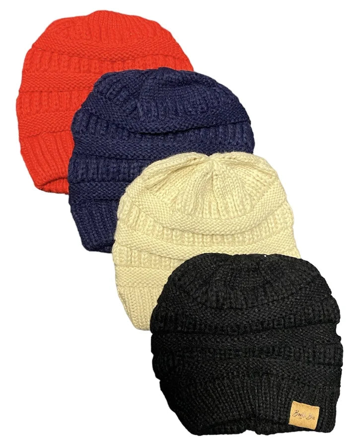 Boujie Bee Knit Criss-Cross Beanie (Multiple Colors)