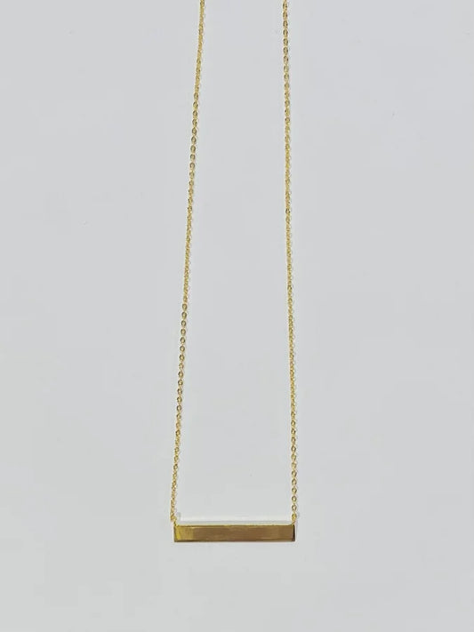 Sterling Silver Gold Plated Plain Bar Necklace - 16" +2