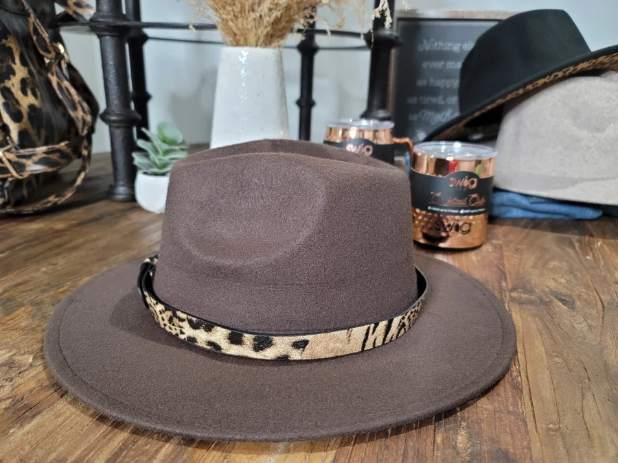 Wool Fashion Fedora - Brown