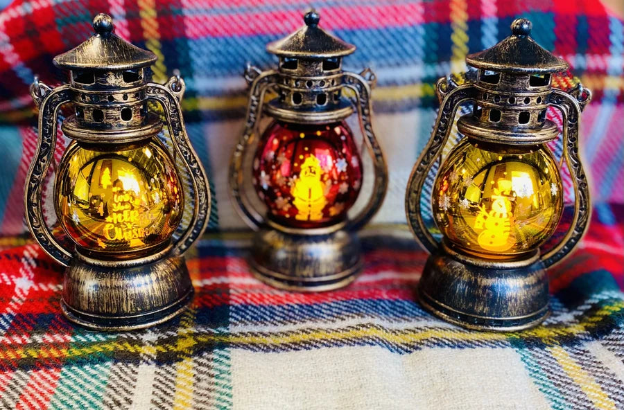 Decorative Battery-Operated Mini Bronze Christmas Lanterns