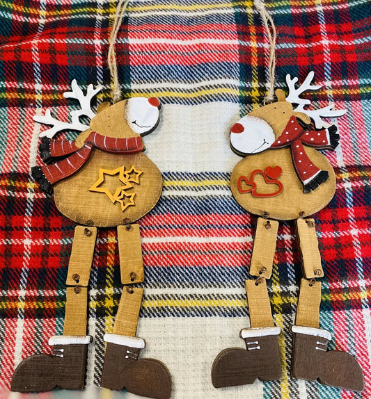 Handmade Wooden Dangling Reindeer