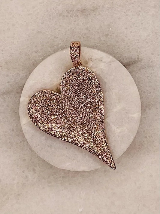 Rose Gold Crystal Heart Pendant (Large)