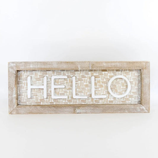 "HELLO" Bamboo Wooden Framed Sign