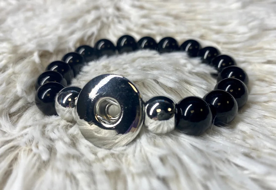 Stretch Obsidian Snap Jewel Bracelet