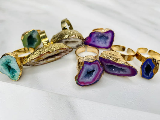Gold Plated Adjustable Stone Rings (3 Assorted Colors)