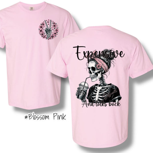 "Expensive and Difficult Skeleton" Pocket and Back Print Graphic Short Sleeve