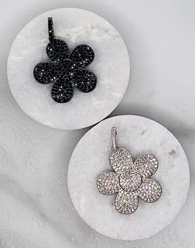 Pave Crystal Flower Pendants (Small)