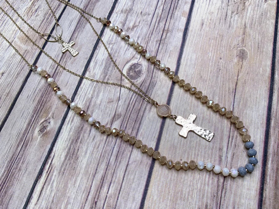 3 In 1 Beaded Cross Necklace