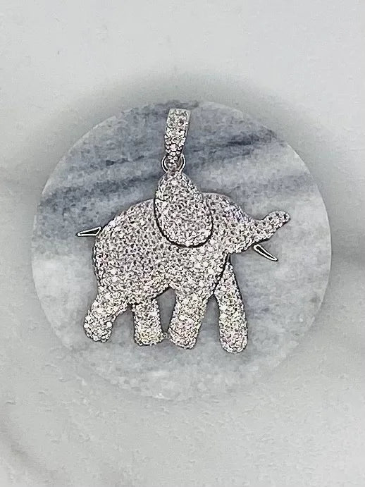 Silver Crystal Elephant Pendant (Medium)