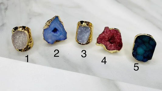 Gold Plated Adjustable Stone Rings