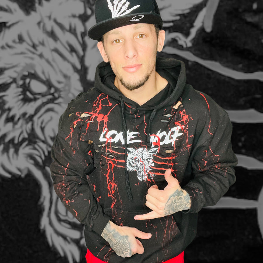 "Lone Wolf" Blood Splatter Hoodie