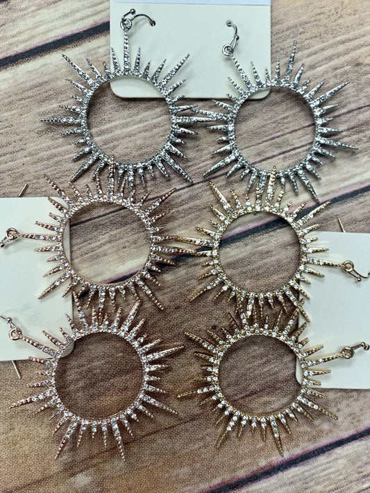 Sunburst Earrings w/ Crystal Detail