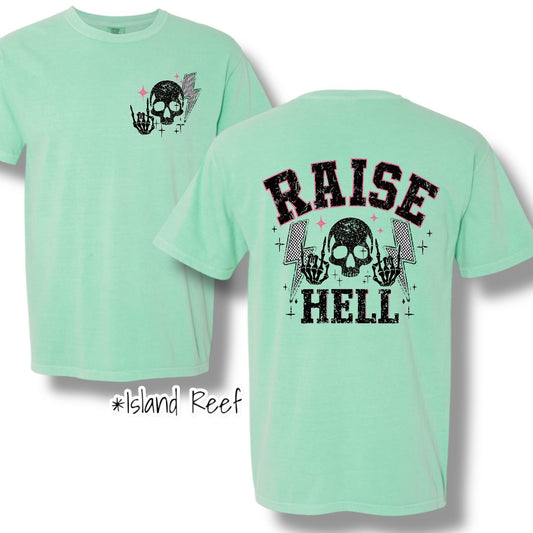 "Raise Hell" (Black Ink) Pocket And Back Print Graphic Short Sleeve