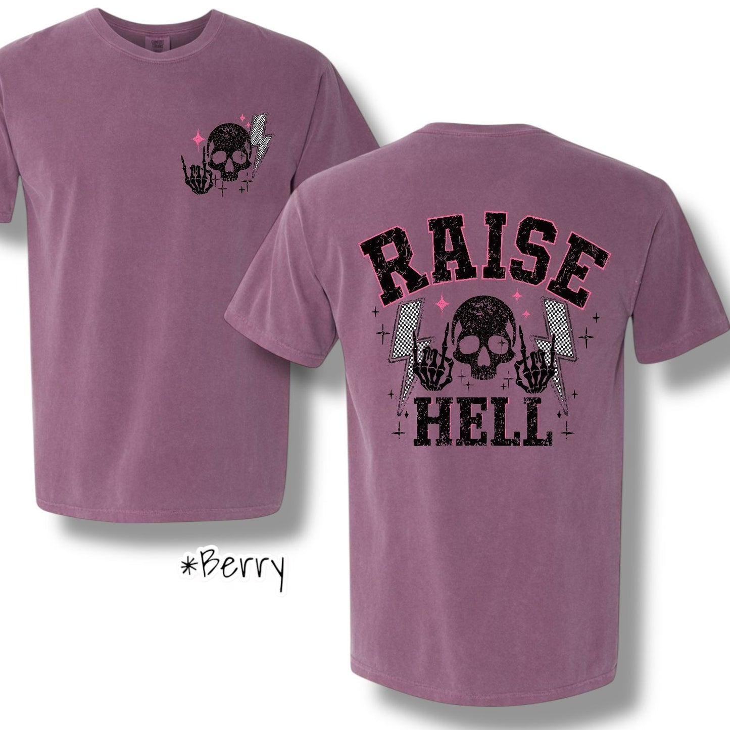 "Raise Hell" (Black Ink) Pocket And Back Print Graphic Short Sleeve