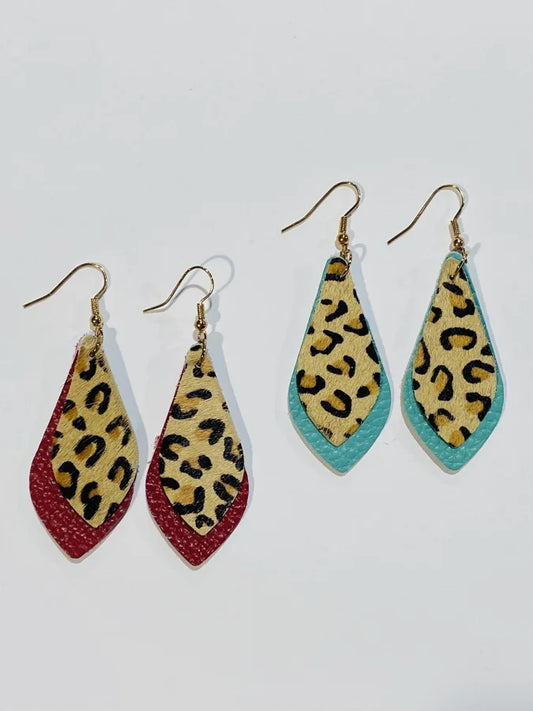 LEATHER LEOPARD EARRINGS