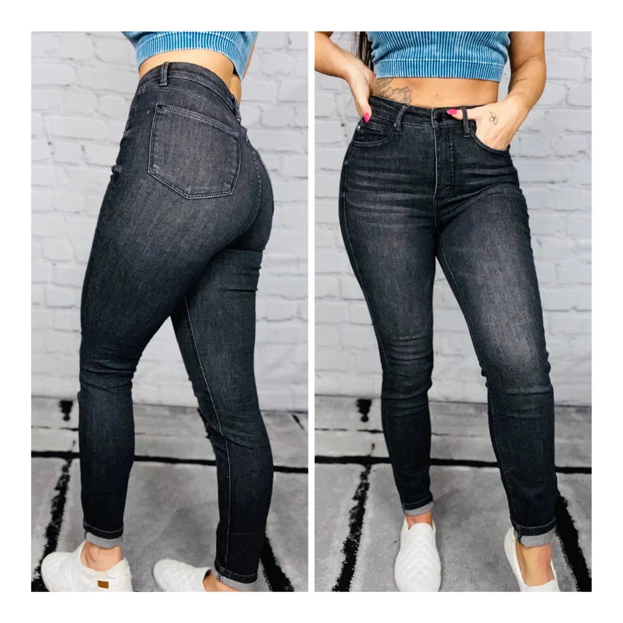 Judy Blue - "Lydia" Black High-Waisted Tummy Control Skinny Jeans