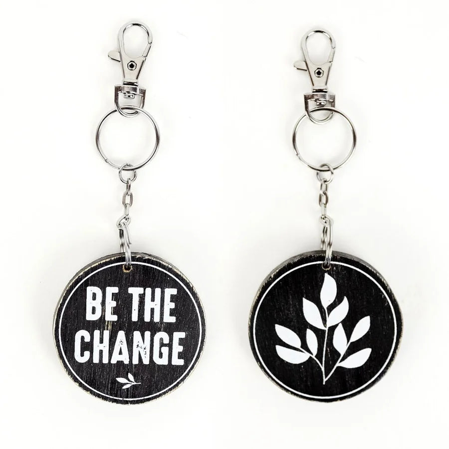 "Be The Change" Wooden Keychain - Reversible