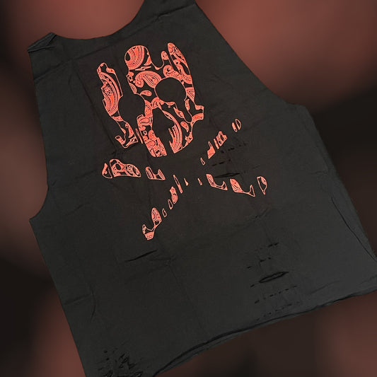 Red Paisley Ghost Skull Tank Top