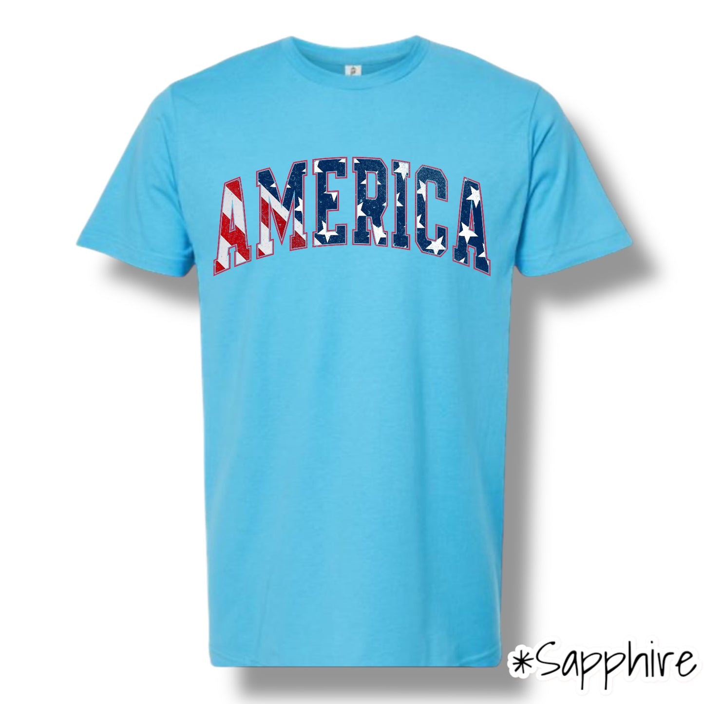 "America" Front Print Only Graphic Short Sleeve T Shirt