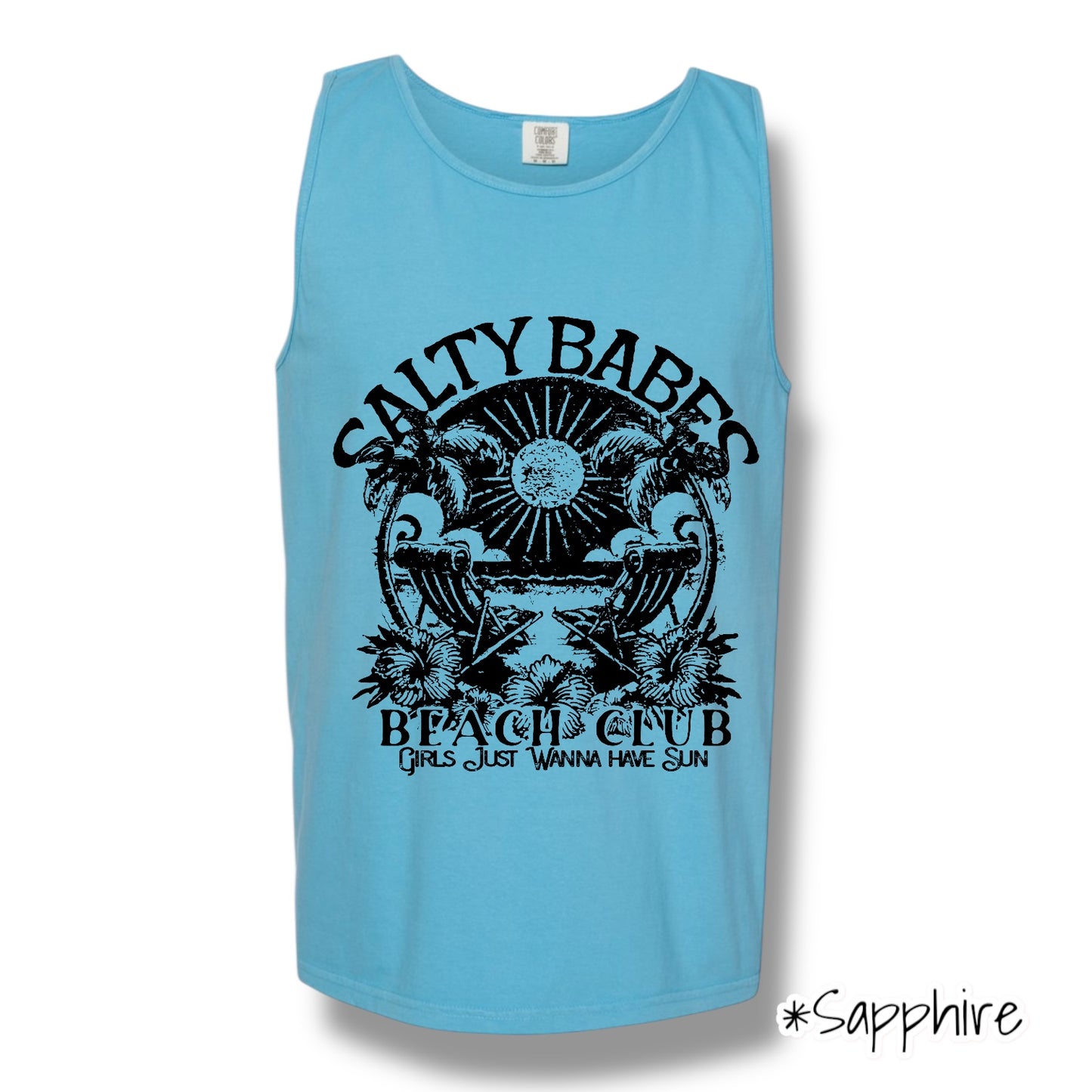 "Salty Babes" (Black Ink) Front Print Tank Top