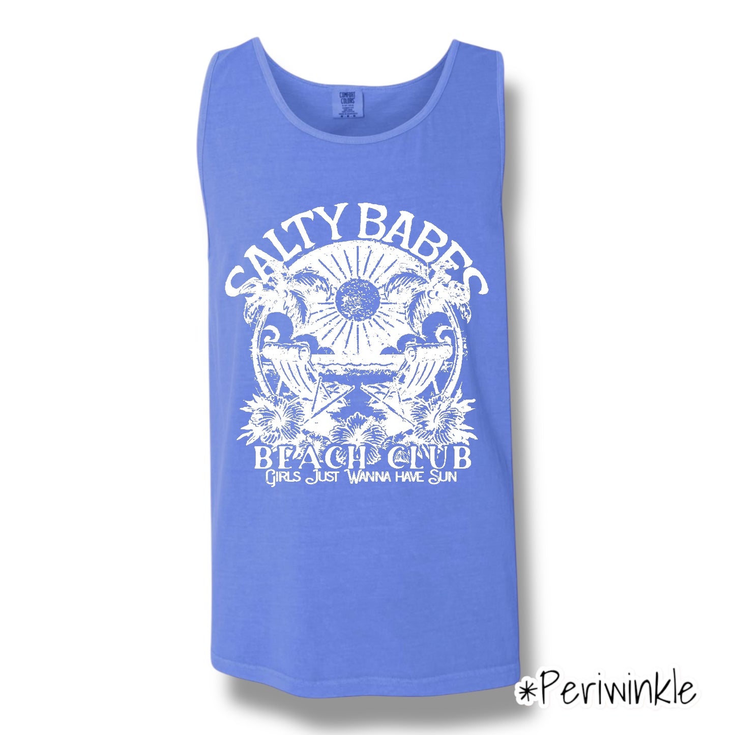 "Salty Babes" (White Ink) Front Print Tank Top