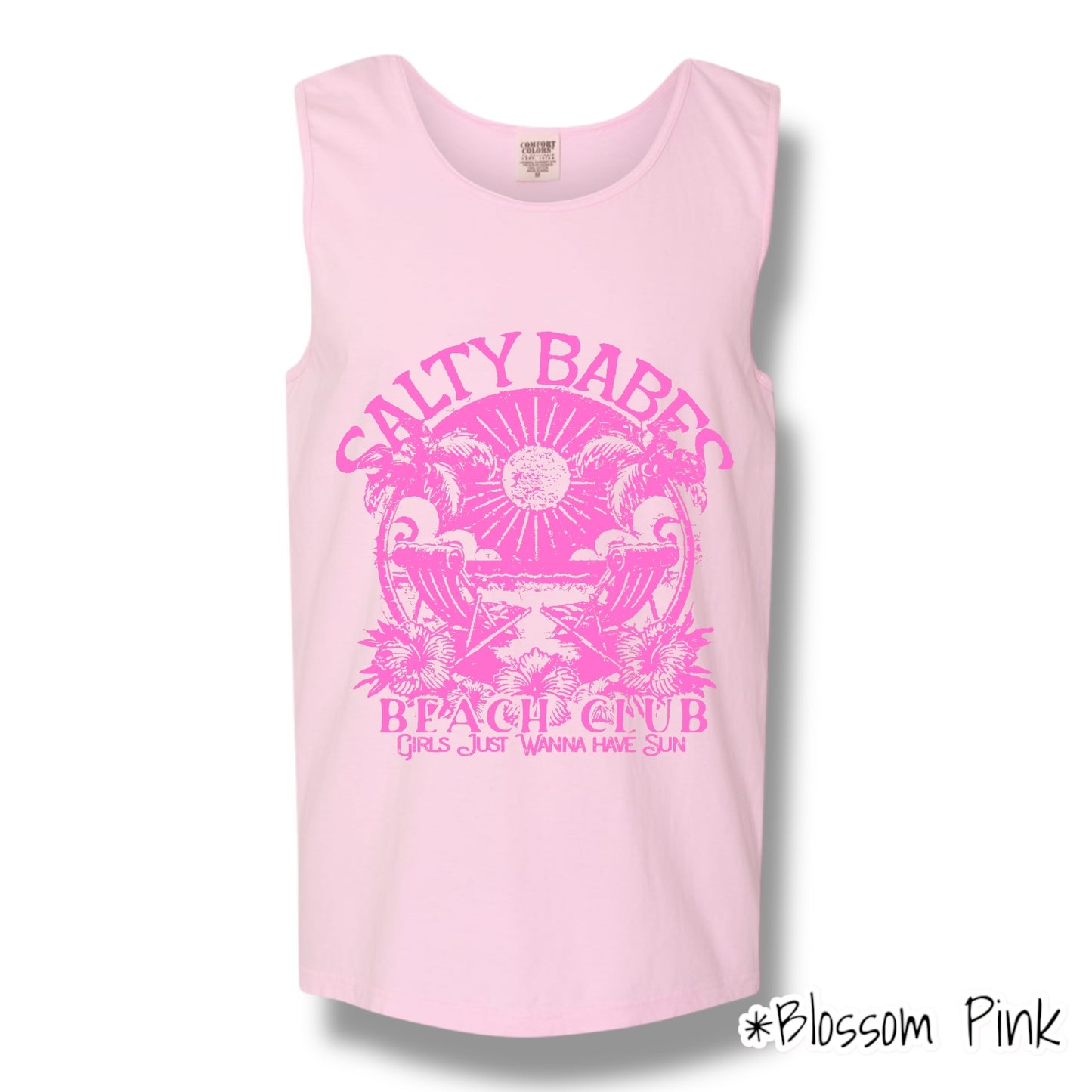 "Salty Babes" (Pink Ink) Front Print Tank Top