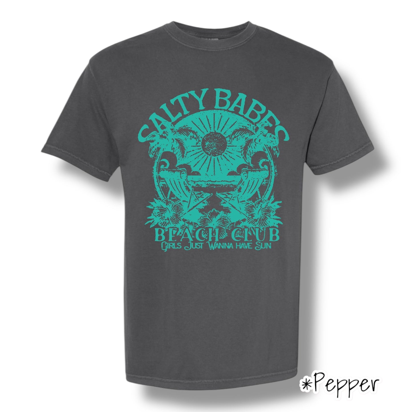 "Salty Babes" (Teal Ink) Front Print Short Sleeve