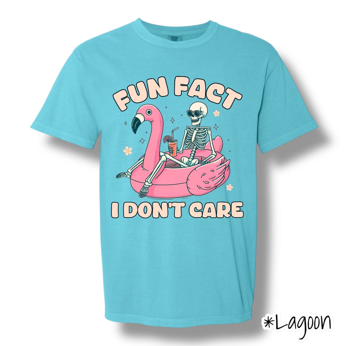 "Fun Fact I Don't Care" Pocket & Back Print Short Sleeve