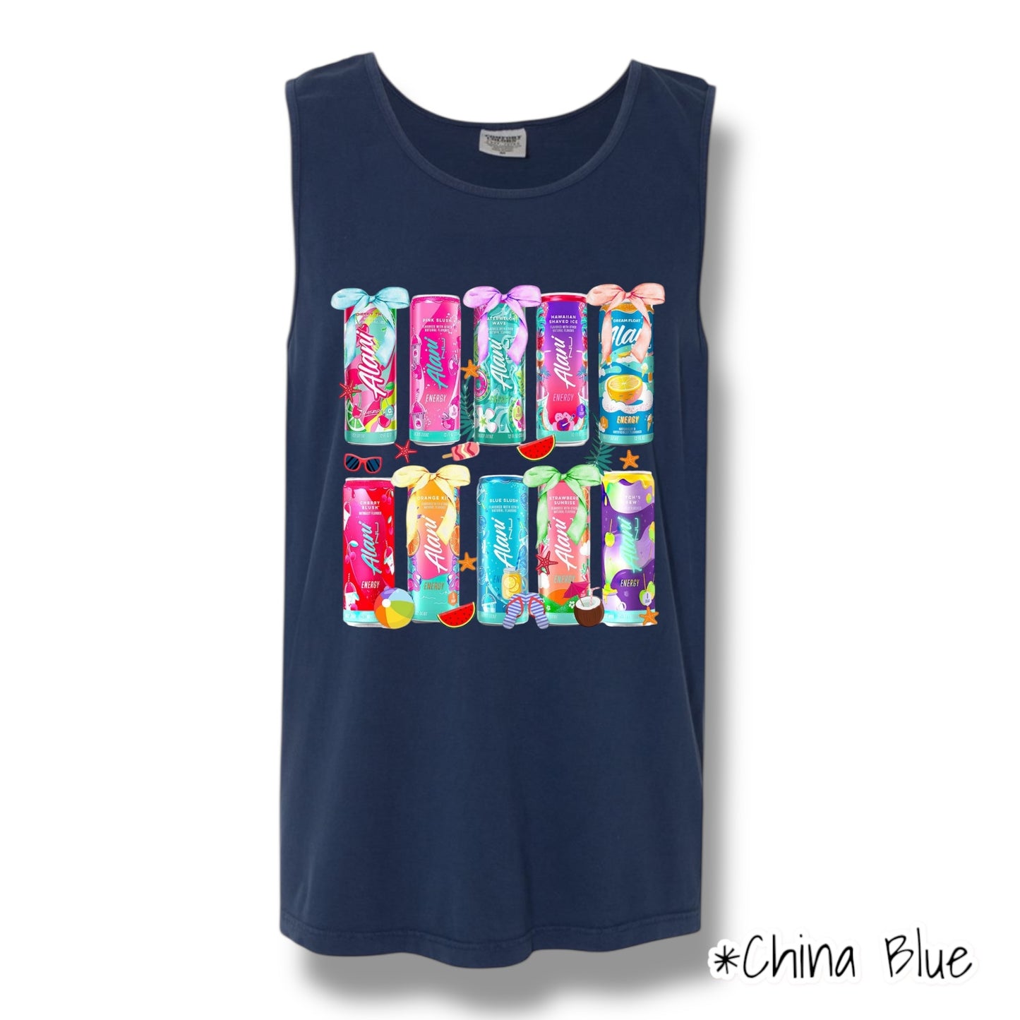 "Summer Drink" Front Print Only Tank Top