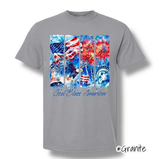 "God Bless America" Front Print Only Graphic Short Sleeve T Shirt