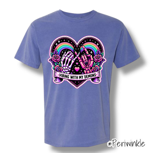 "Vibing With My Demons" Front Print Only Graphic Short Sleeve