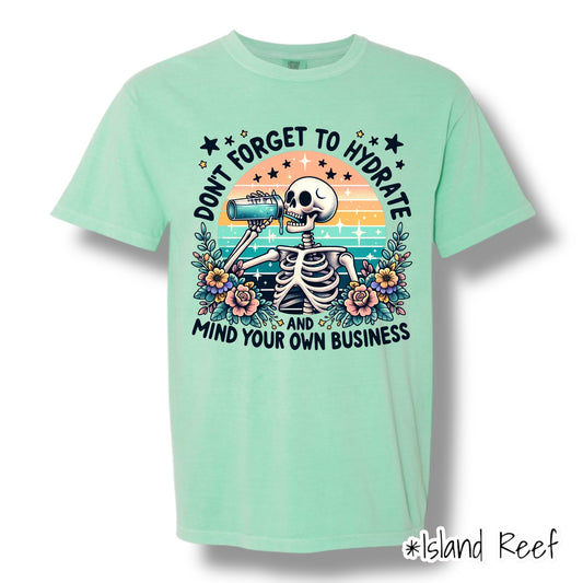 "Mind Your Own Business" Front Print Only Graphic Short Sleeve