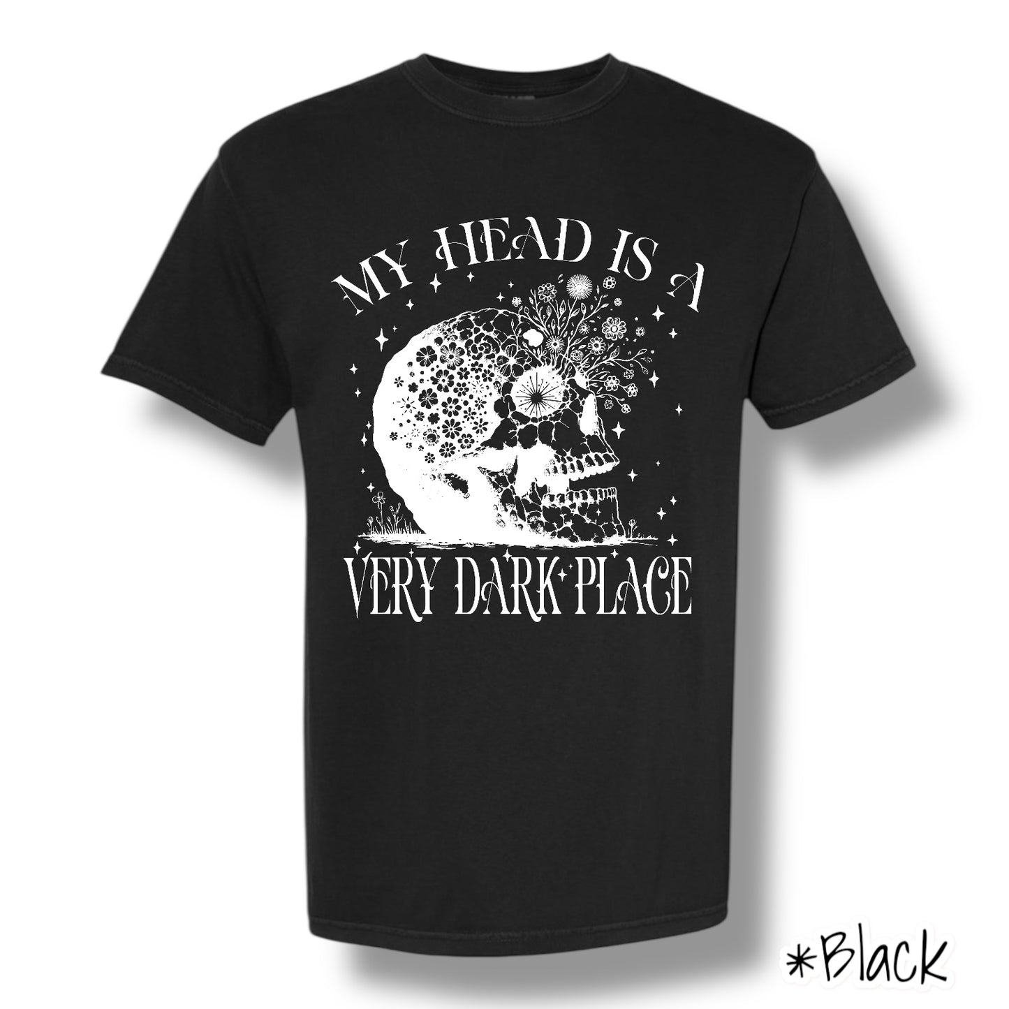"Dark Place" (White Ink) Front Print Only Short Sleeve