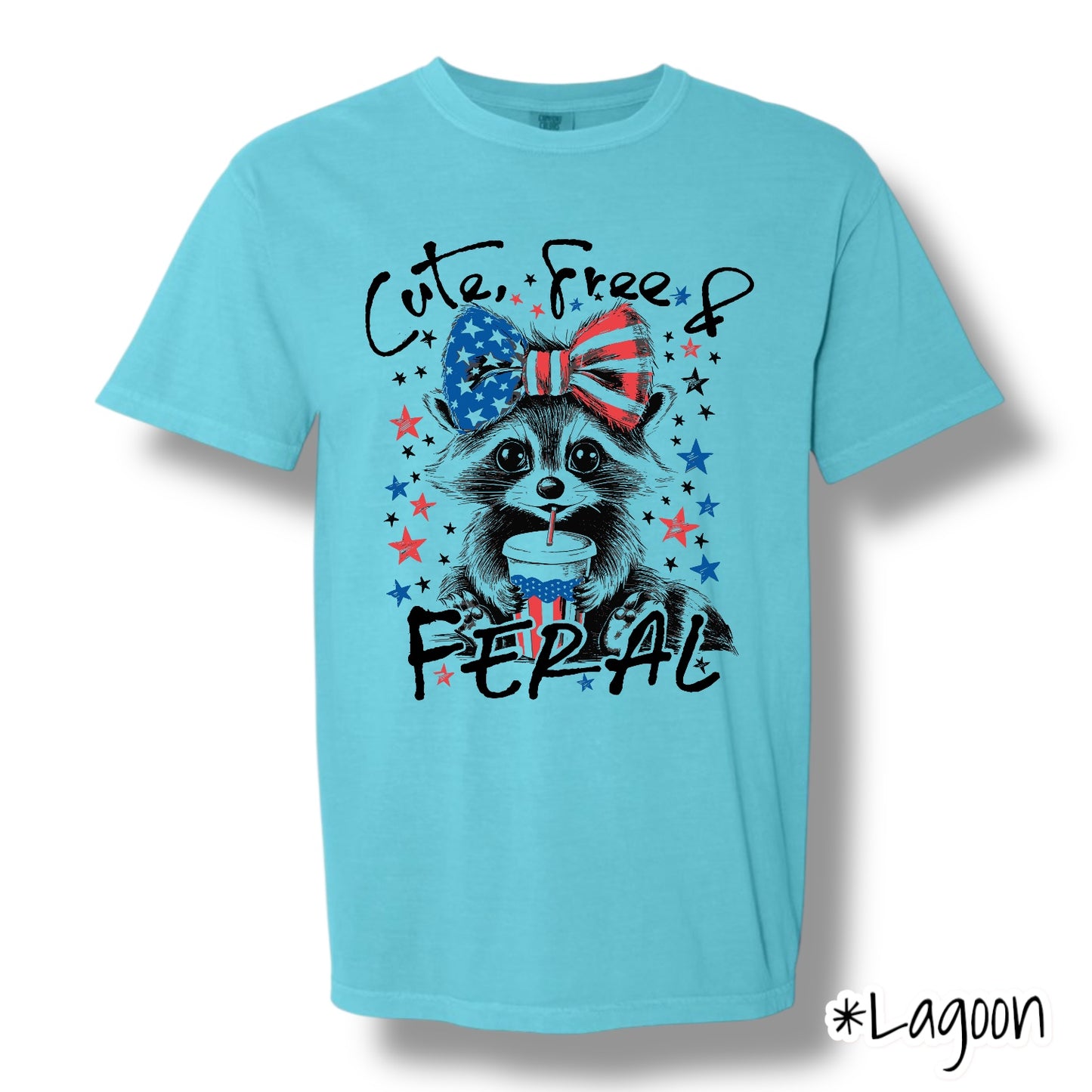 "Cute Feral and Free" (Black Ink) Front Print Only Graphic Short Sleeve T Shirt