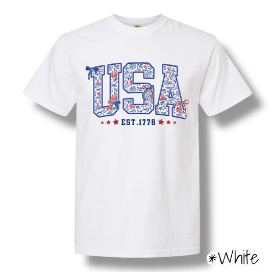 "USA" Front Print Only Graphic Short Sleeve T Shirt