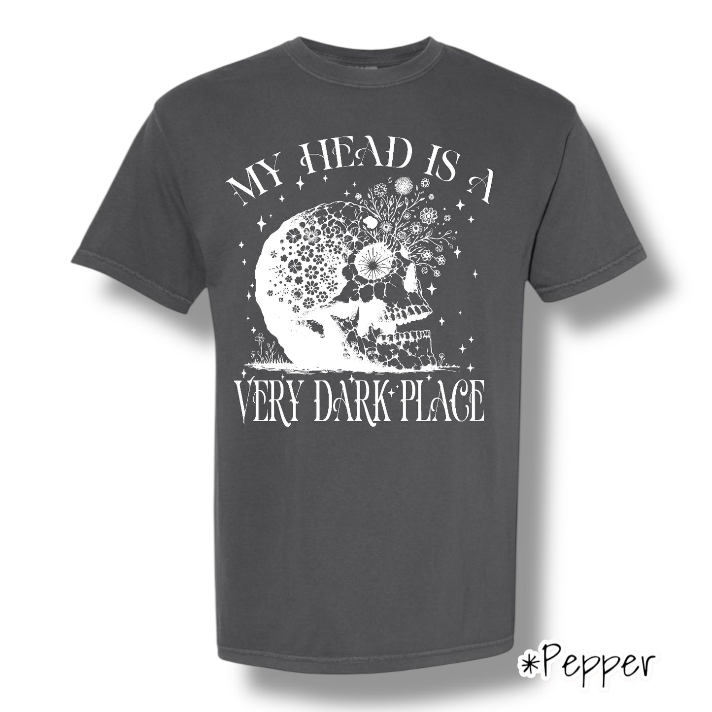 "Dark Place" (White Ink) Front Print Only Short Sleeve