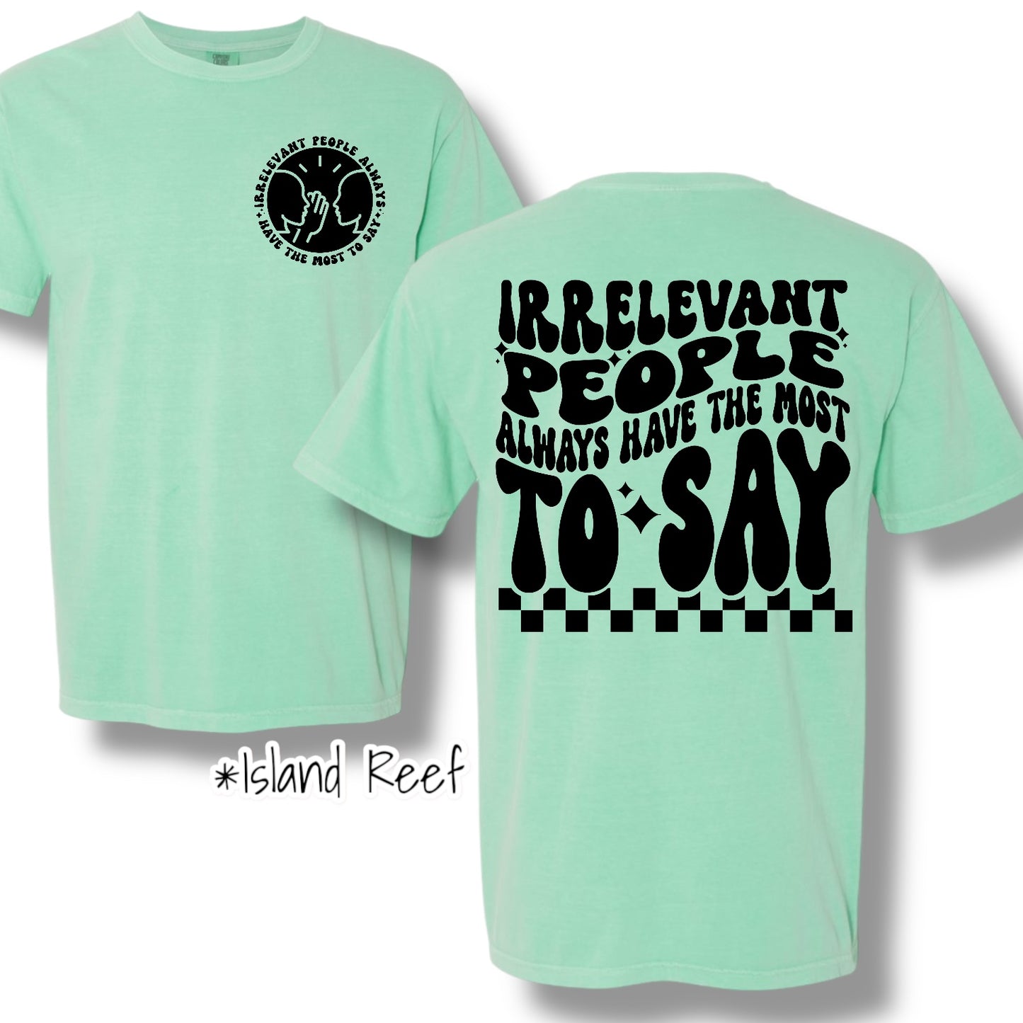 "Irrelevant People" Pocket and Back Print Graphic Short Sleeve