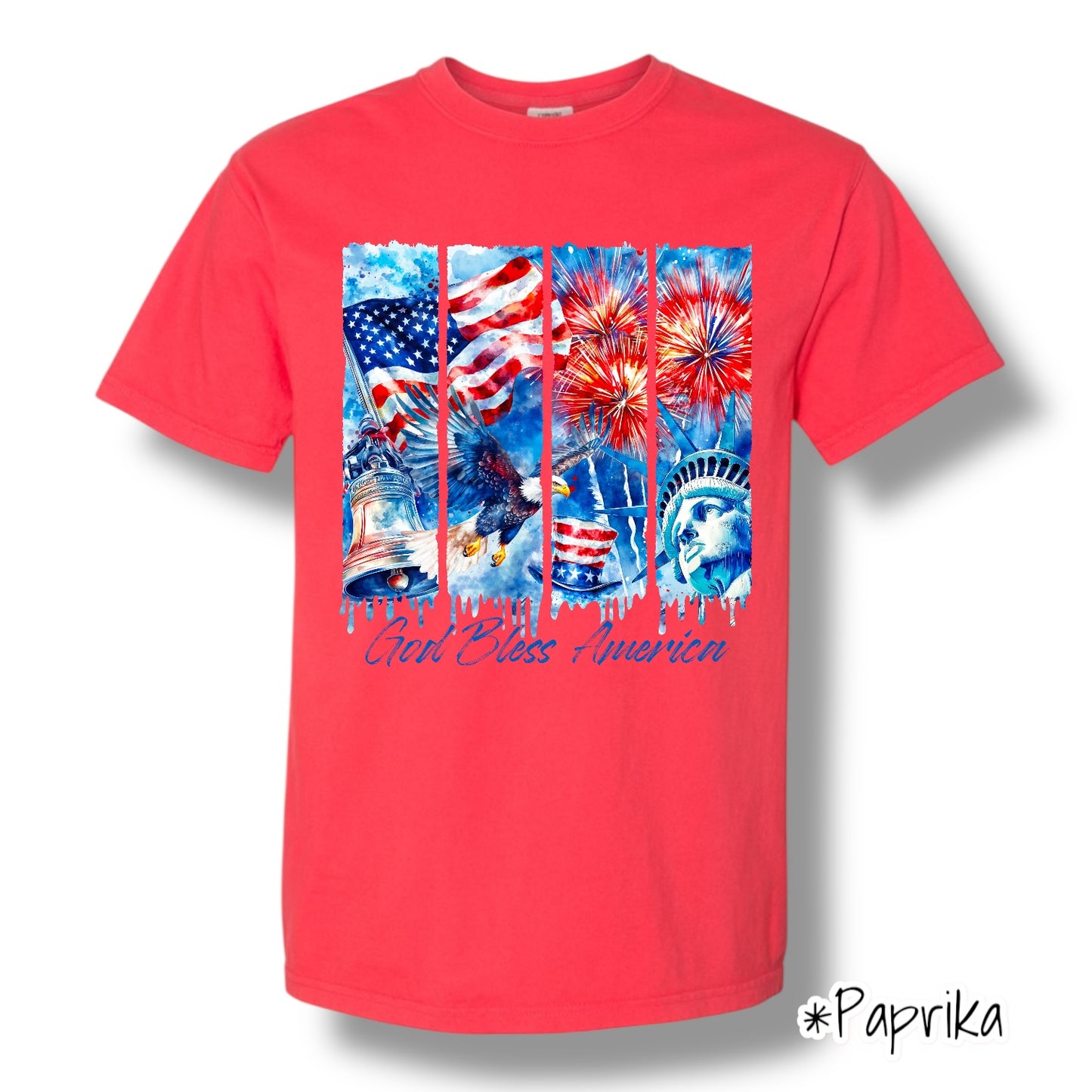 "God Bless America" Front Print Only Graphic Short Sleeve T Shirt