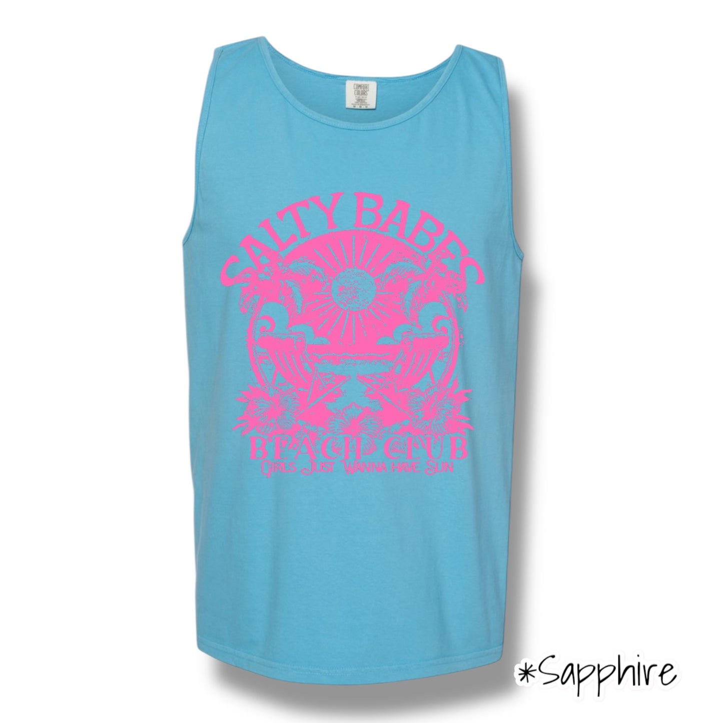 "Salty Babes" (Pink Ink) Front Print Tank Top