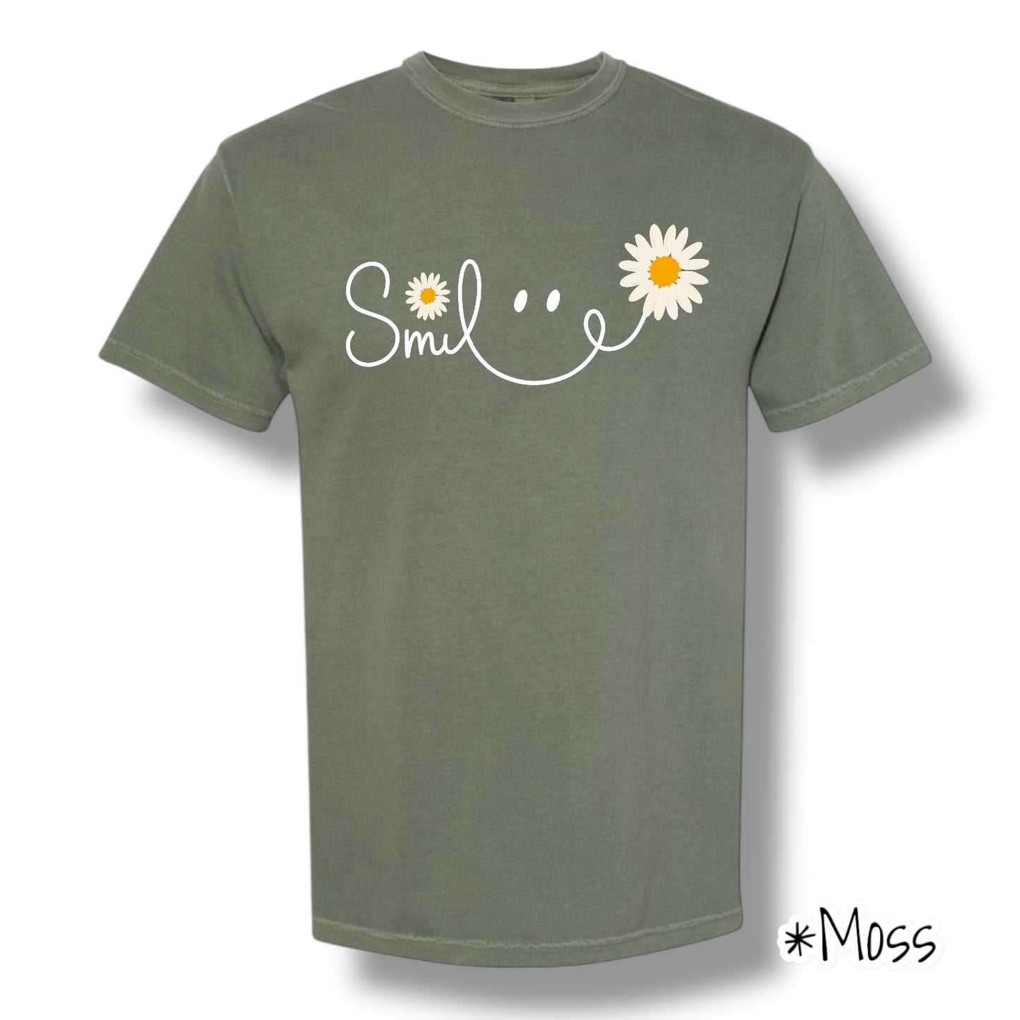 "Smile" (White Ink) Front Print Only Graphic Short Sleeve