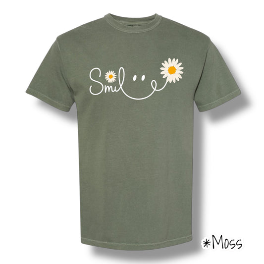 "Smile" (White Ink) Front Print Only Graphic Short Sleeve