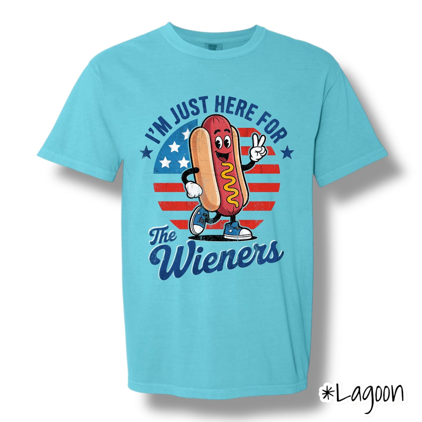 "Here For The Weiners" Front Print Only Graphic Short Sleeve T Shirt