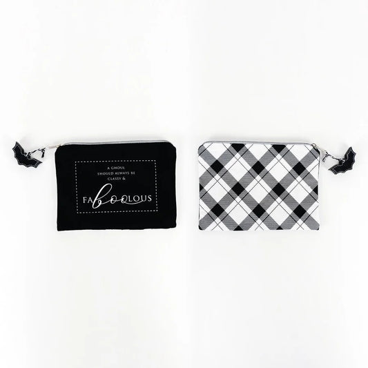 "Faboolous" Black & White Canvas Clutch Bag