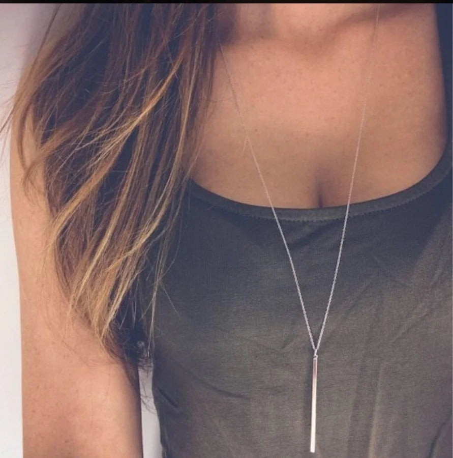 Long Bar Pendant Necklace