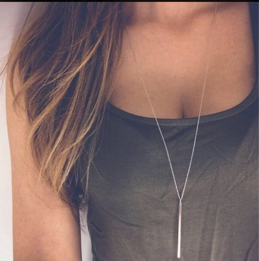 Long Bar Pendant Necklace