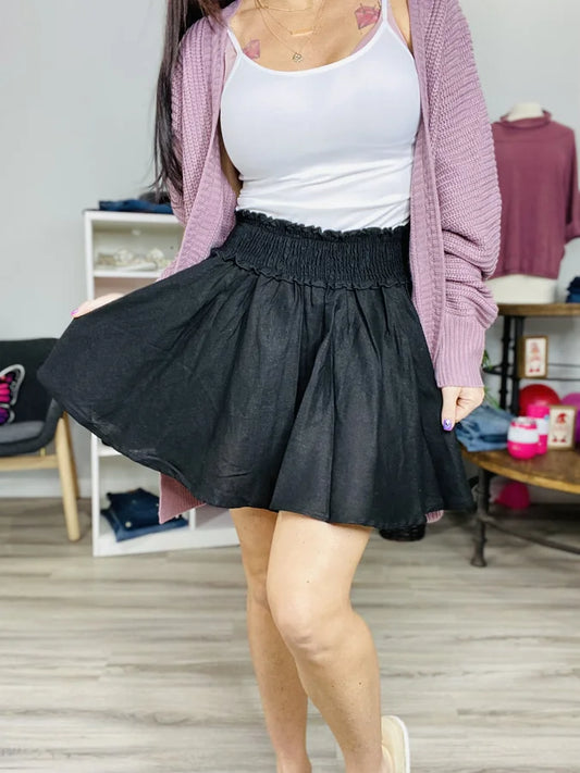 Reg/Plus Black Skort w/ Wide Elastic Waistband