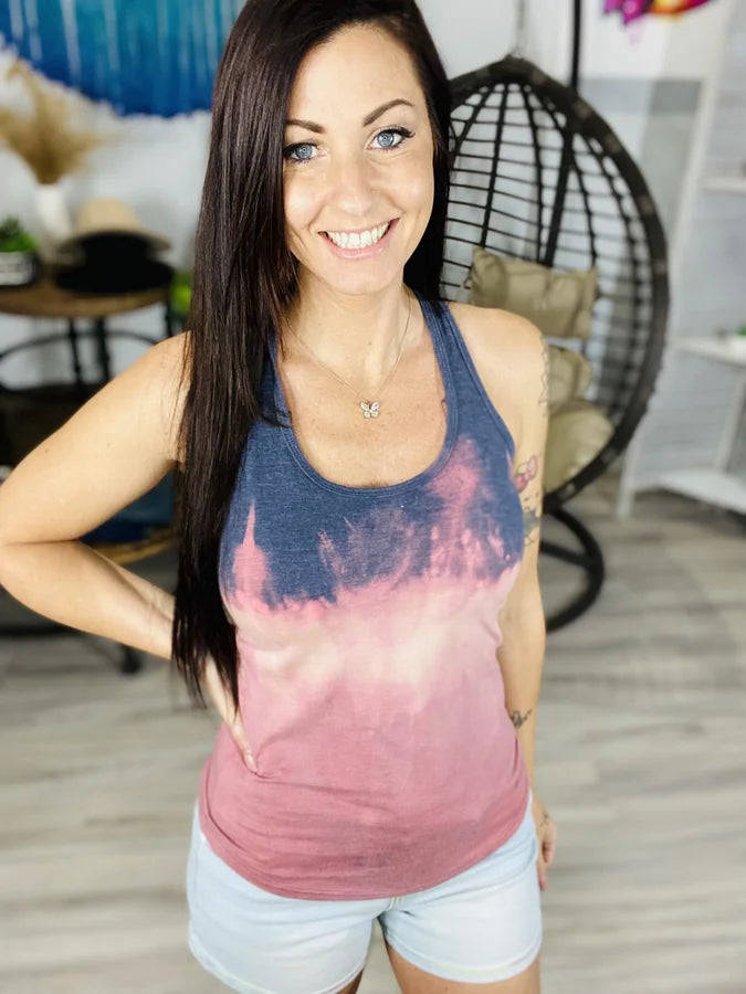 ARTifacts- Heathered Navy Bleached Tank Top